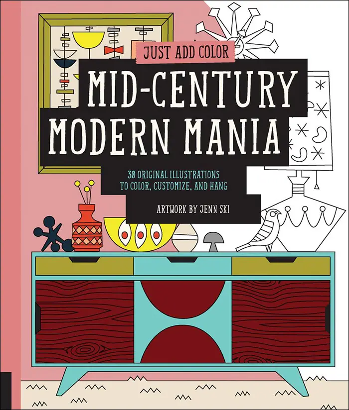 mid century modern mania coloring book