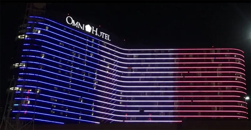 Omni Hotel, Dallas lights up for paris