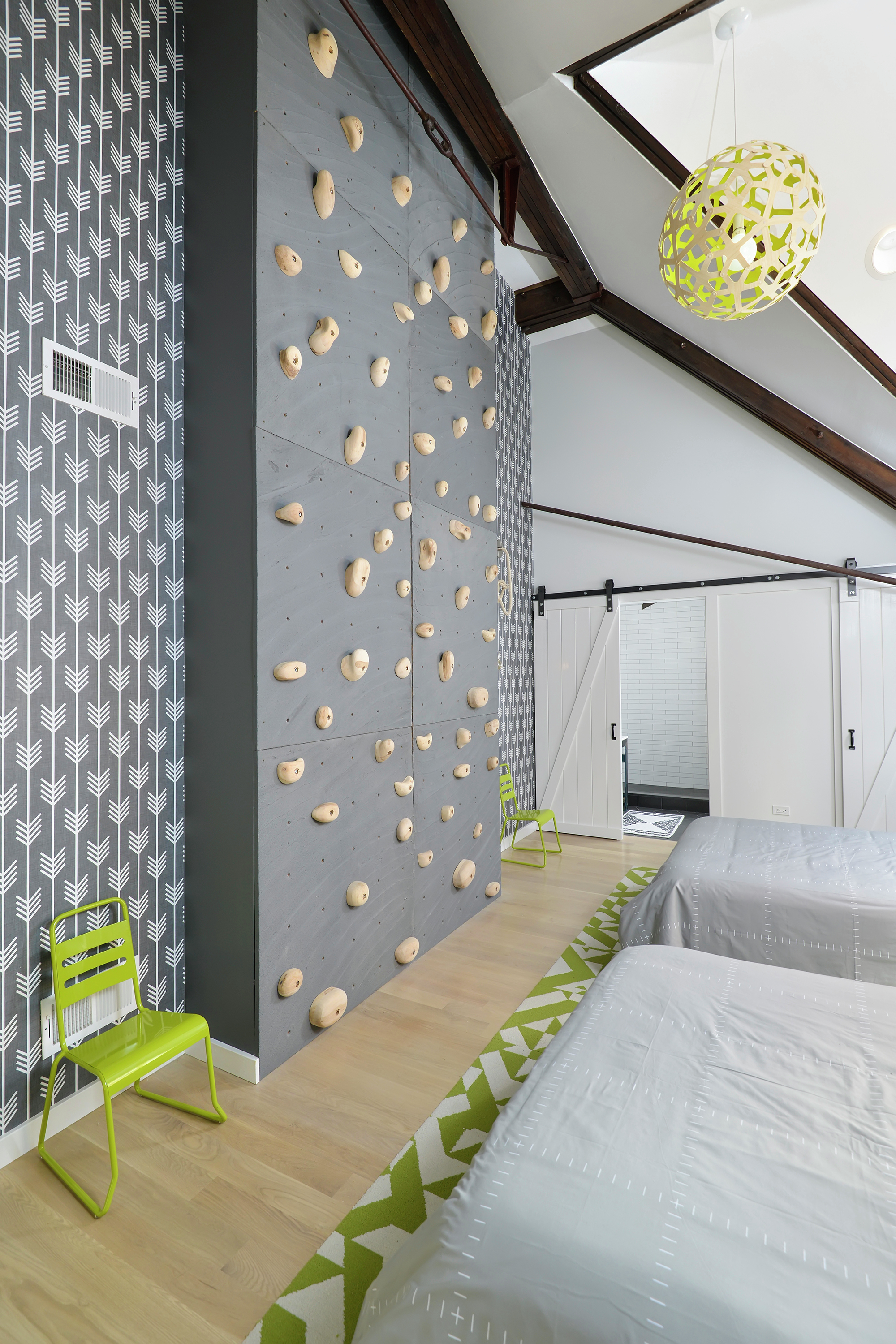 climbing wall in boys room