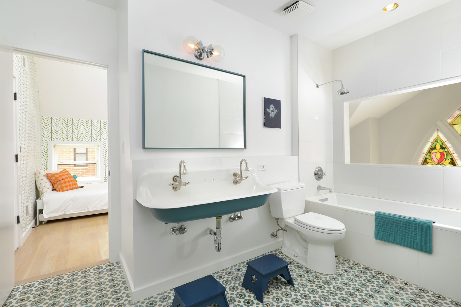 jack n jill bathroom in Church conversion