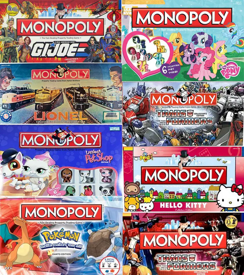 Monopoly versions inspired by toys