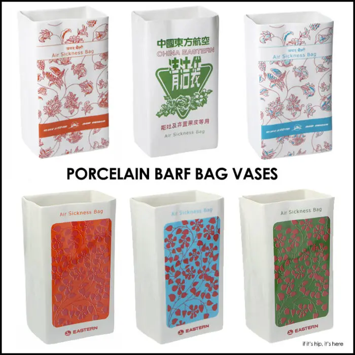 Porcelain barf bag vases