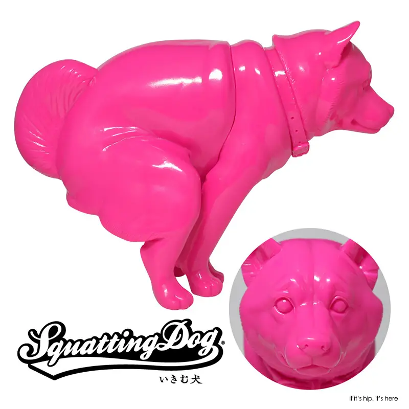 Squatting-Dog Pink Shiba-Inu-sofubi