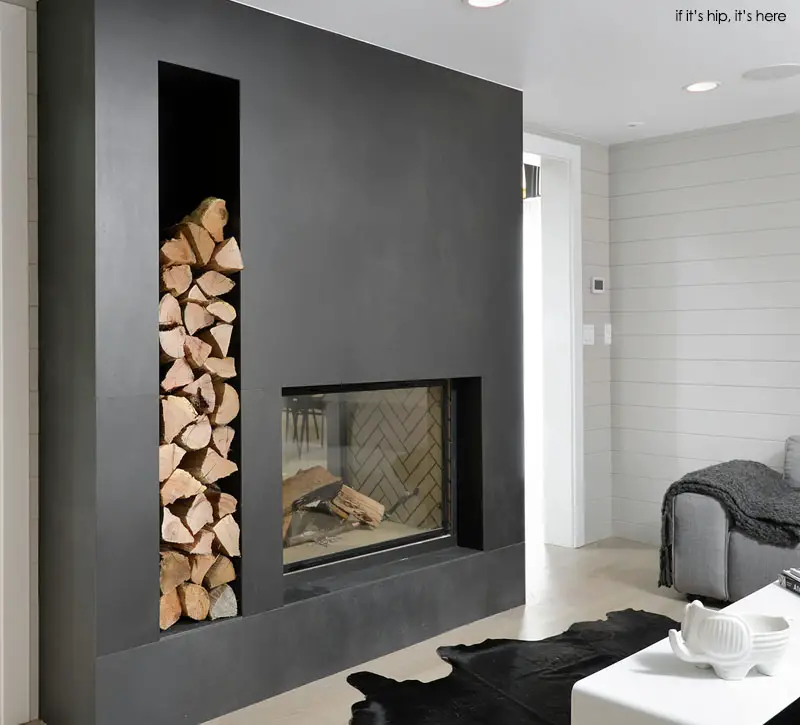 fireplace in den