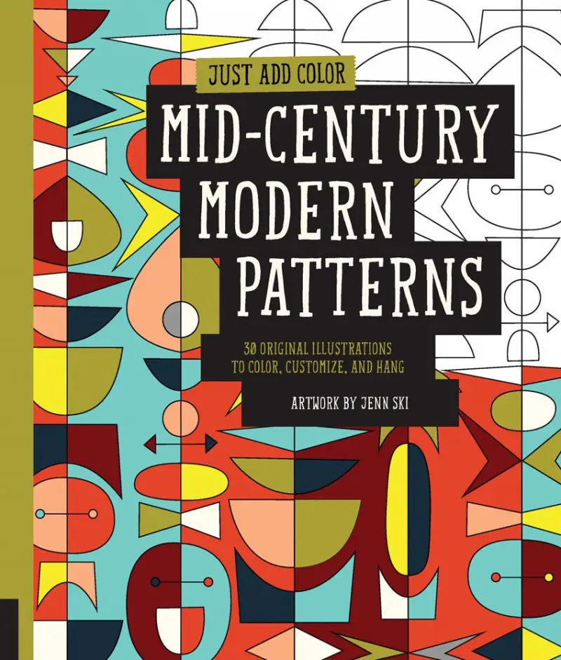 midcentury modern patterns coloring book