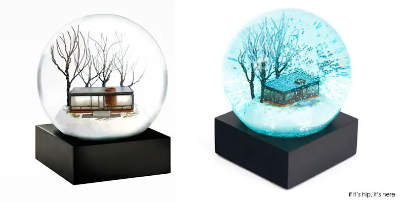 philip johnson glasshouse snow globes reg and blue edition