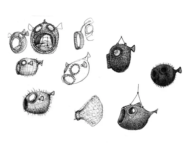 puffer fish chair sketches