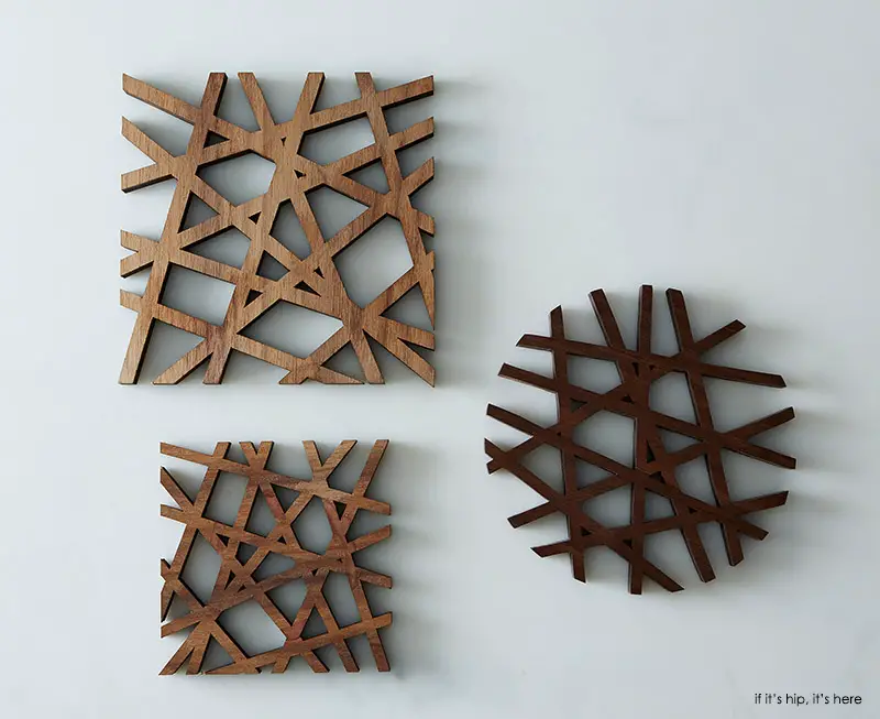 mid century modern wood trivets by Fred Arndt