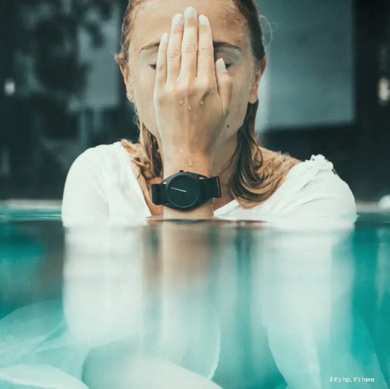 seconds watch on female in pool