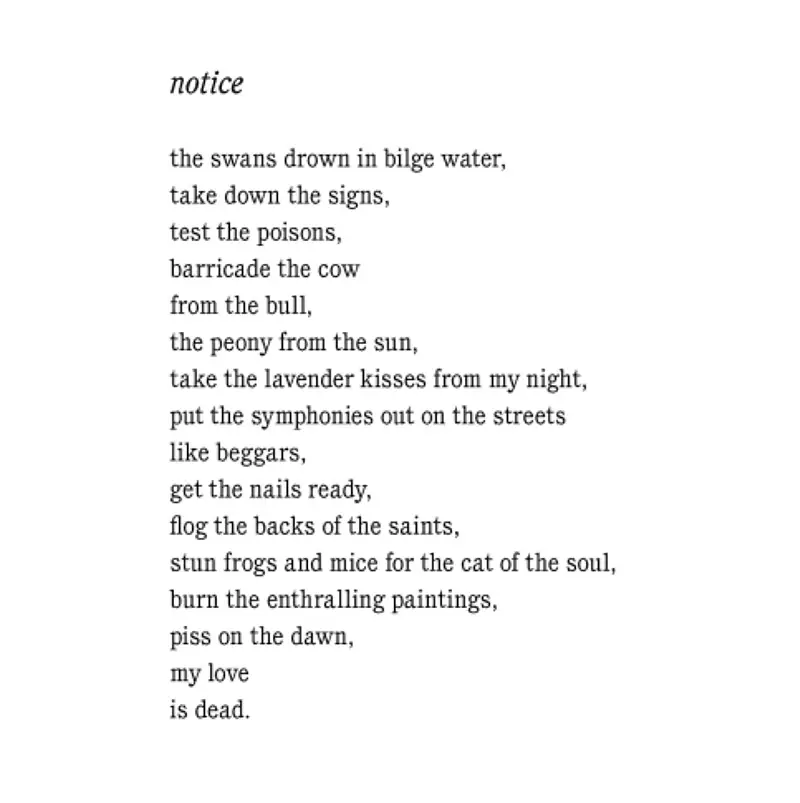 Notice by Charles Bukowski