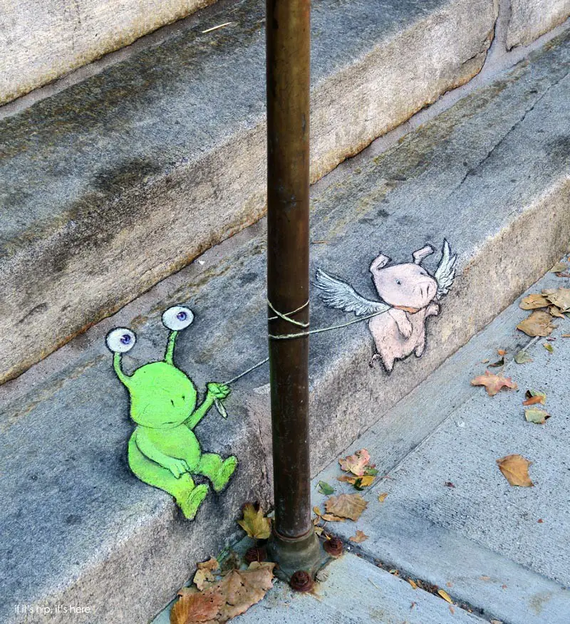 Sluggo pigwalk tangled leash by David Zinn