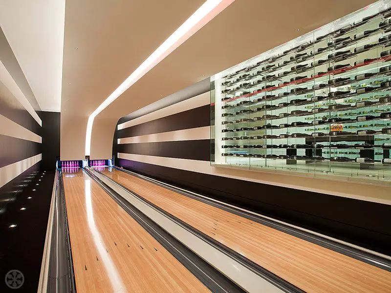 bowling alley and wine cellar