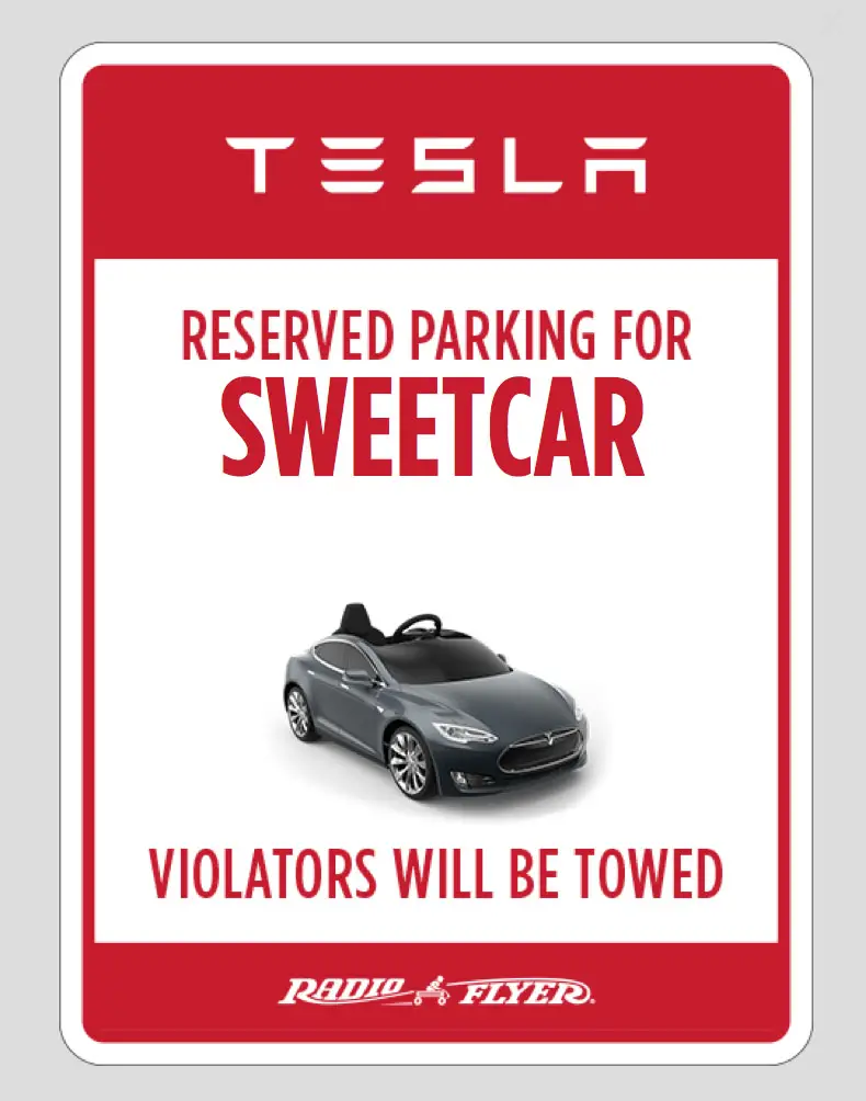 custom parking sign for Tesla S for Kids