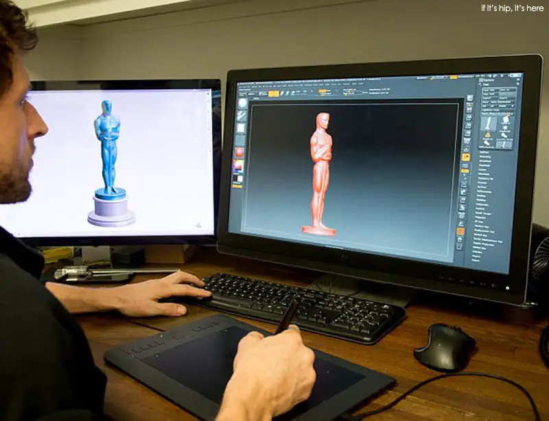 designing the 2016 Oscar on the computer using a 3D program