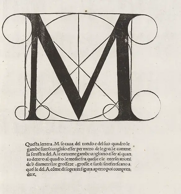 original capital M from de divina proportione