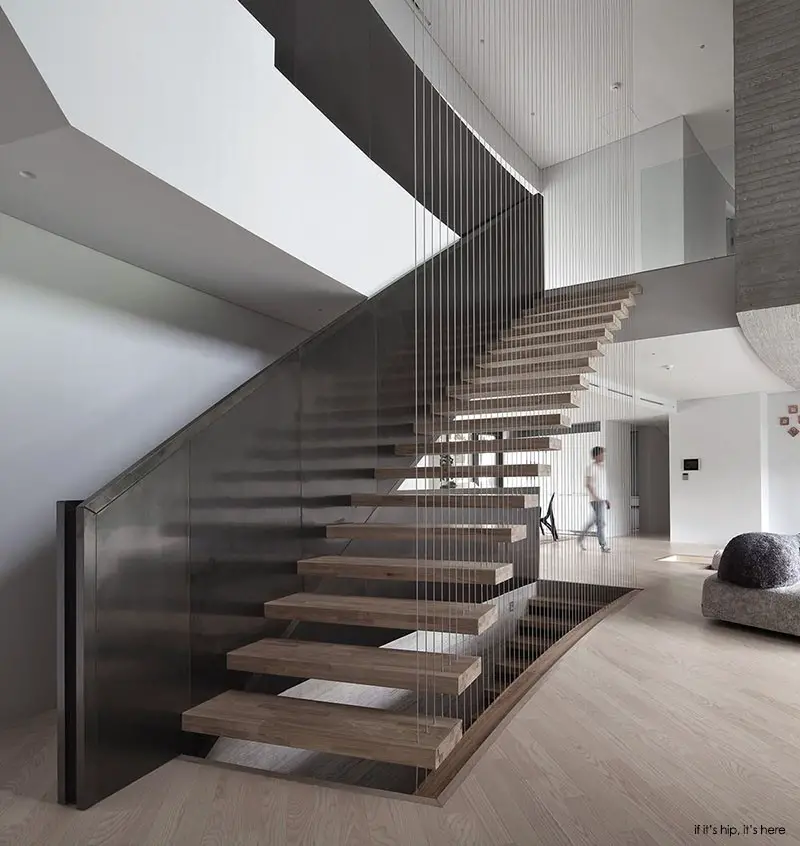 floating wood stairwell interior