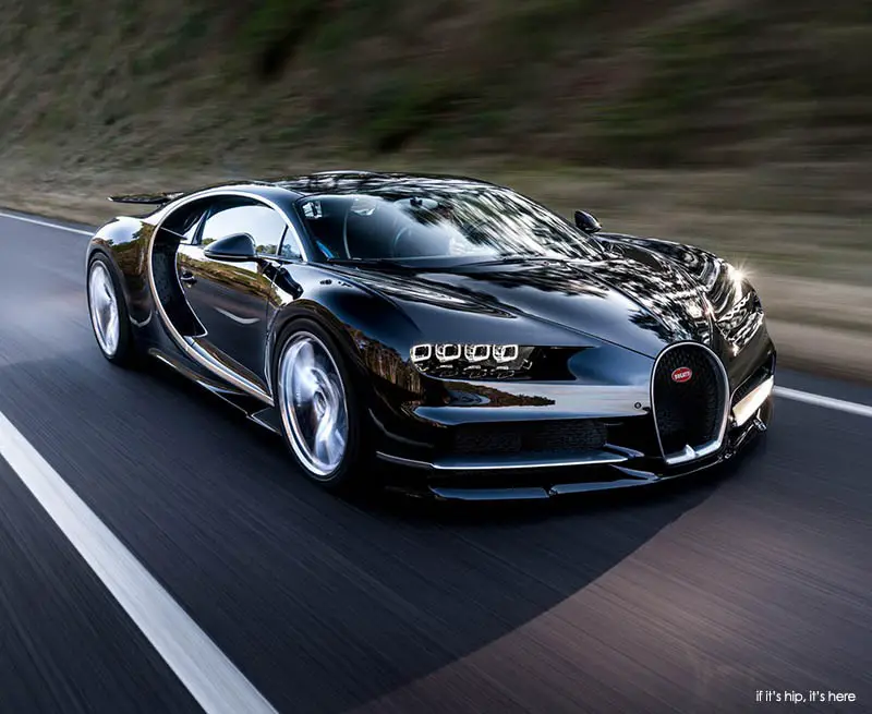 bugatti chiron in motion front