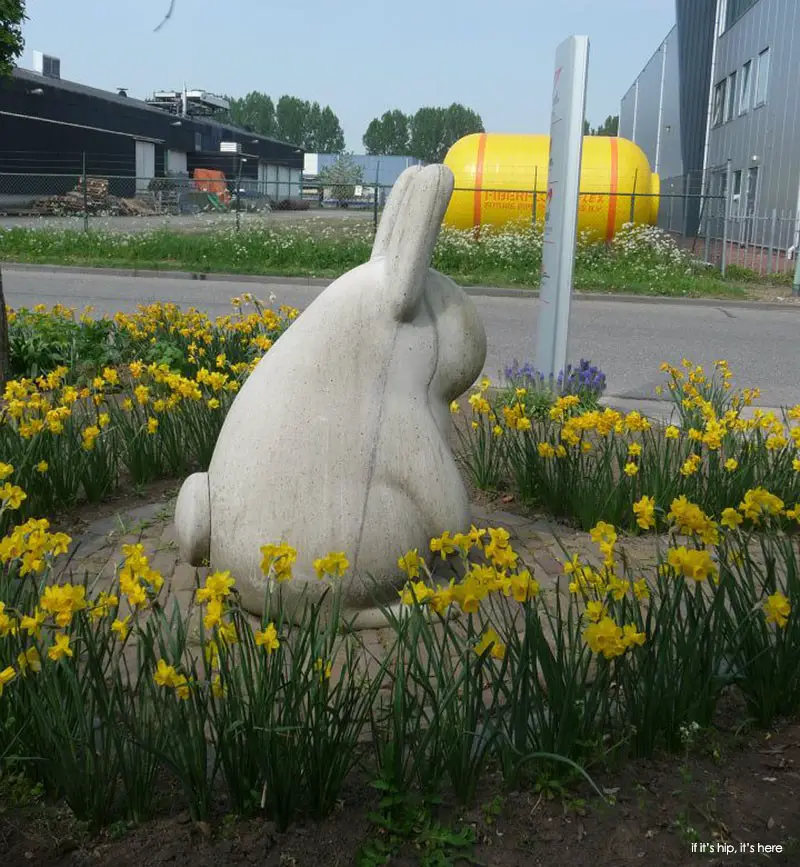 cast concrete rabbit in situ