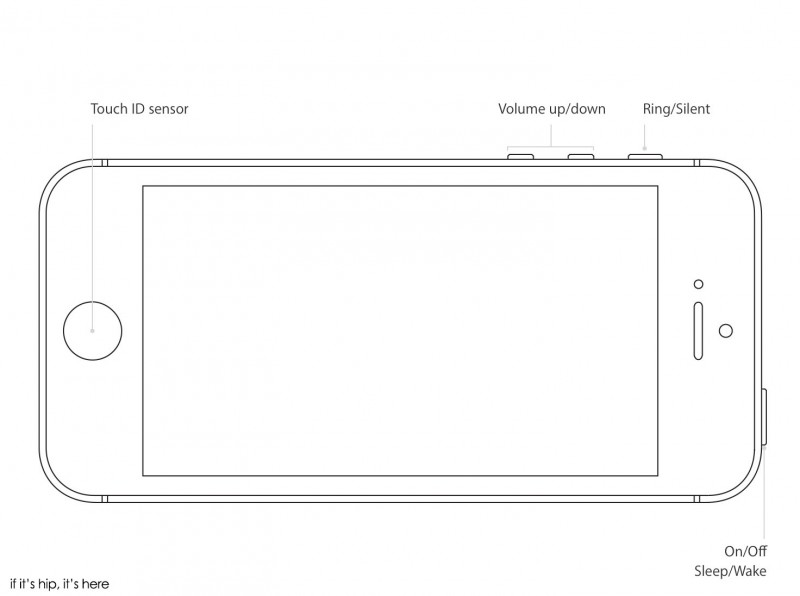 iphone SE line art with callouts