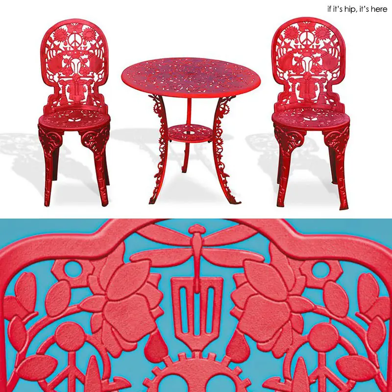 red outdoor furniture