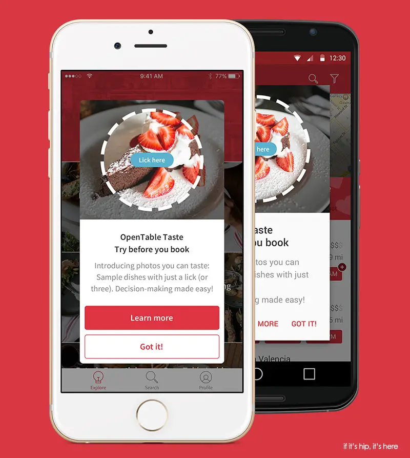 OpenTable Lickable app on Apple+Android