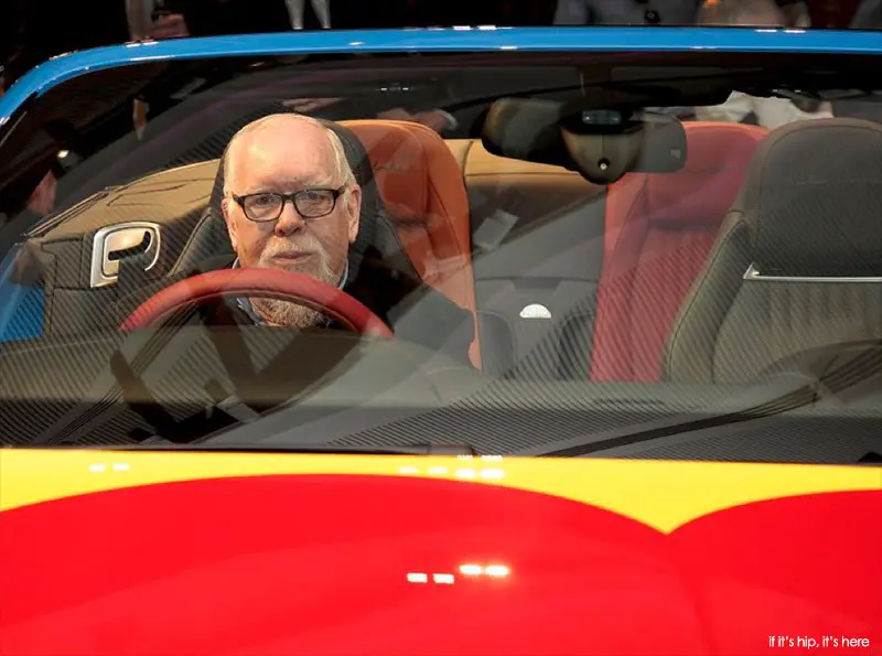 sir peter blake behind the wheel of his custom Bentley