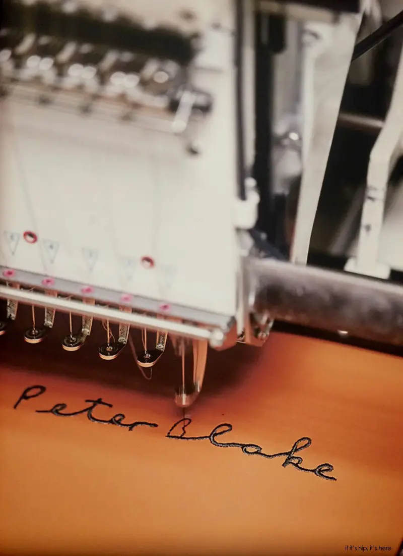 stitching the name on the headrest