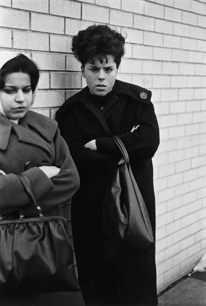 diane arbus, Two girls by a brick wall, NYC, 1961