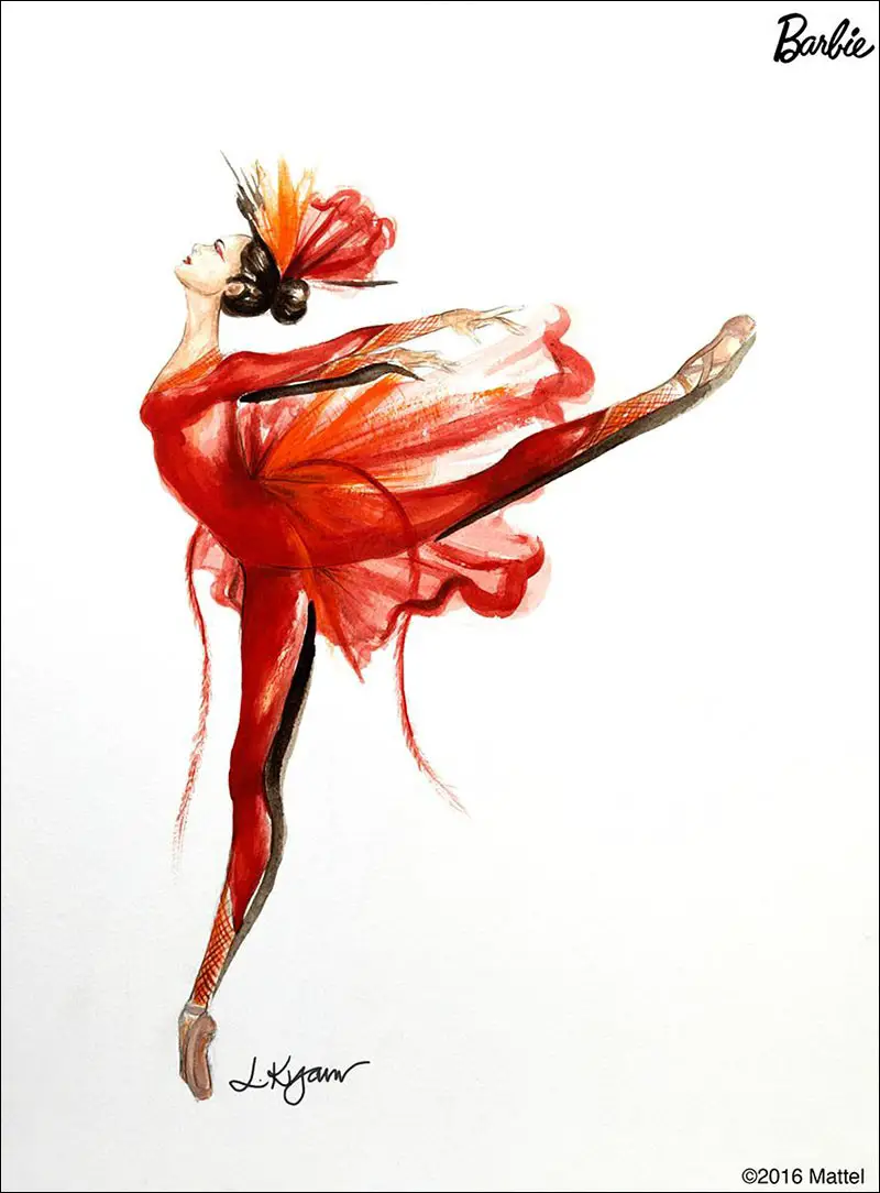 linda kyaw drawing of misty copeland barbie doll