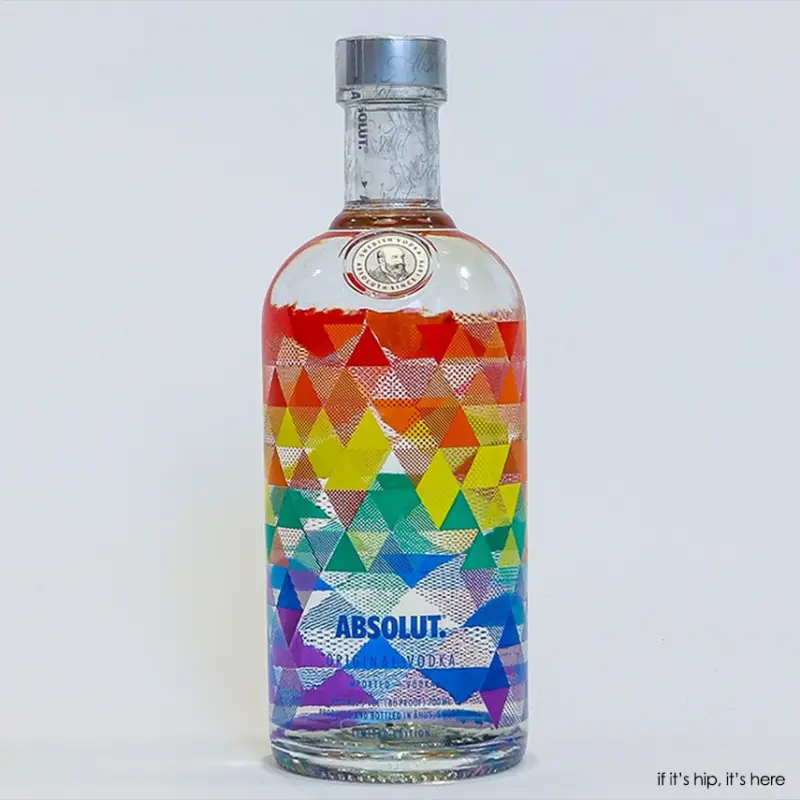 The limited edition bottle – Absolut Mix – a colorful design inspired by the six colors of the LGBT Pride flag