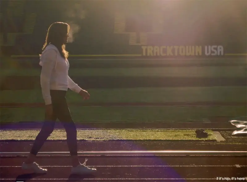 Caitlyn walks the track upon which she trained 40+ years ago