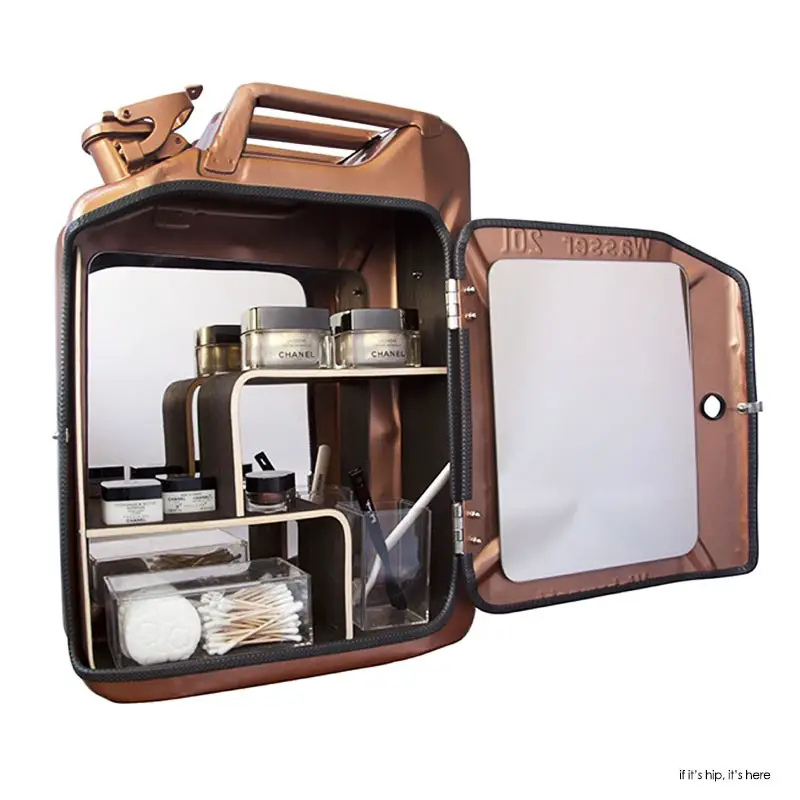 Vintage Copper jerrycan as bathroom cabinet