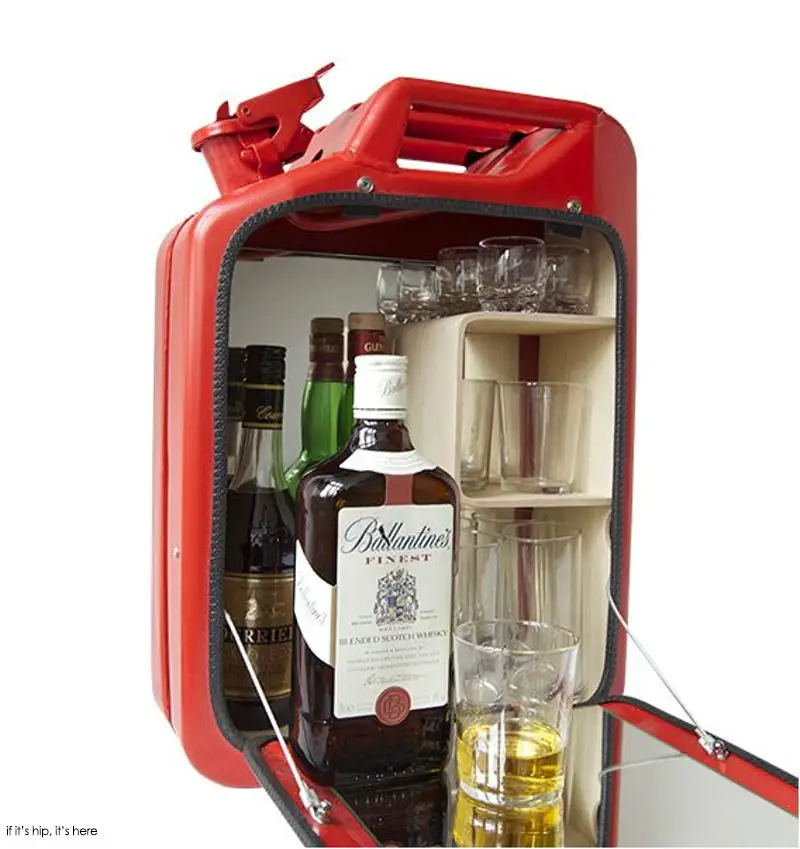 Jerrycan turned into bar cabinet