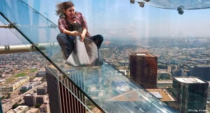 going down the la skyslide