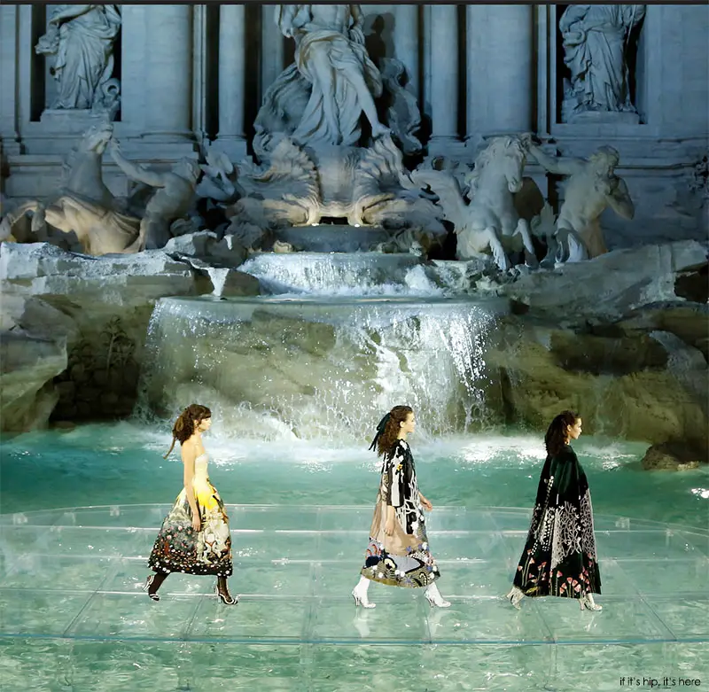 Fendi models walk on water