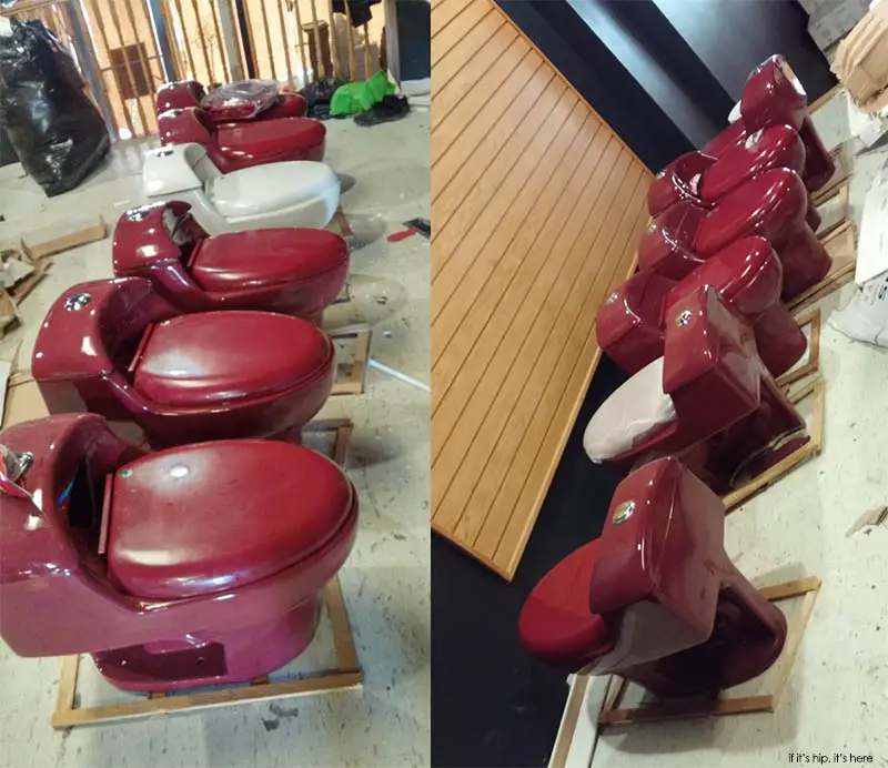 These toilets will serve as seating for Nguyen's Poop Café