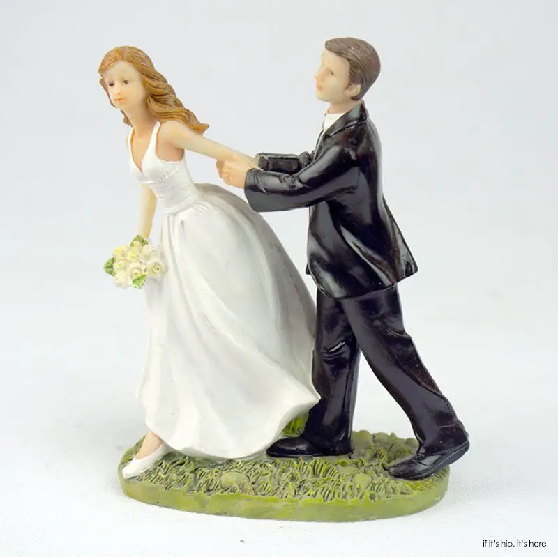 fleeing bride cake topper