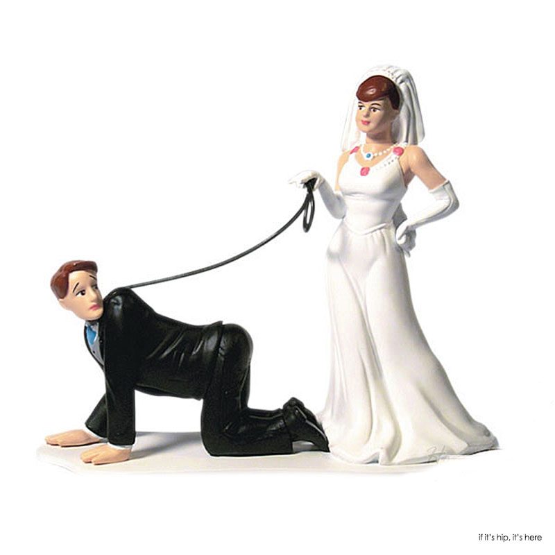 groom on leash cake topper