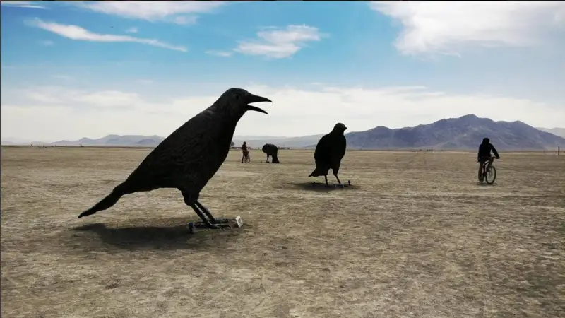 Giant Crow Sculptures Burning Man 2016