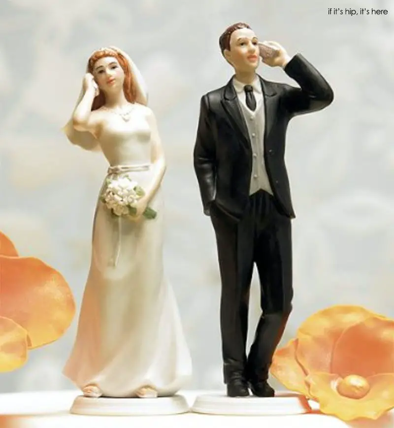 cell phone bride groom cake topper