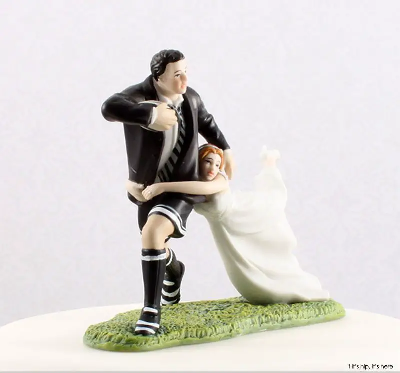 rugby wedding cake topper