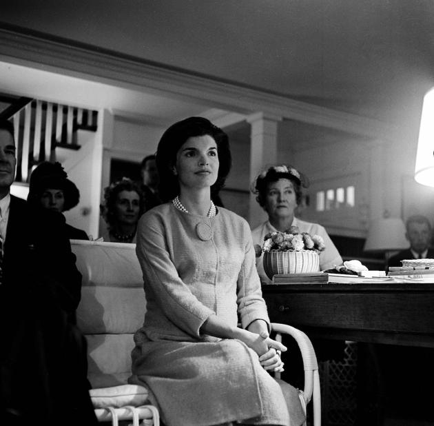 Mrs Kennedy watching the debate (AP photo Bill Chaplis)