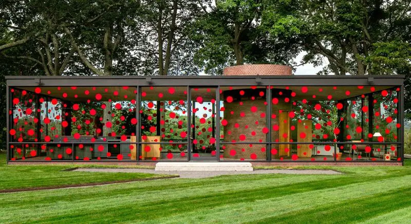 kusama dots on glass house