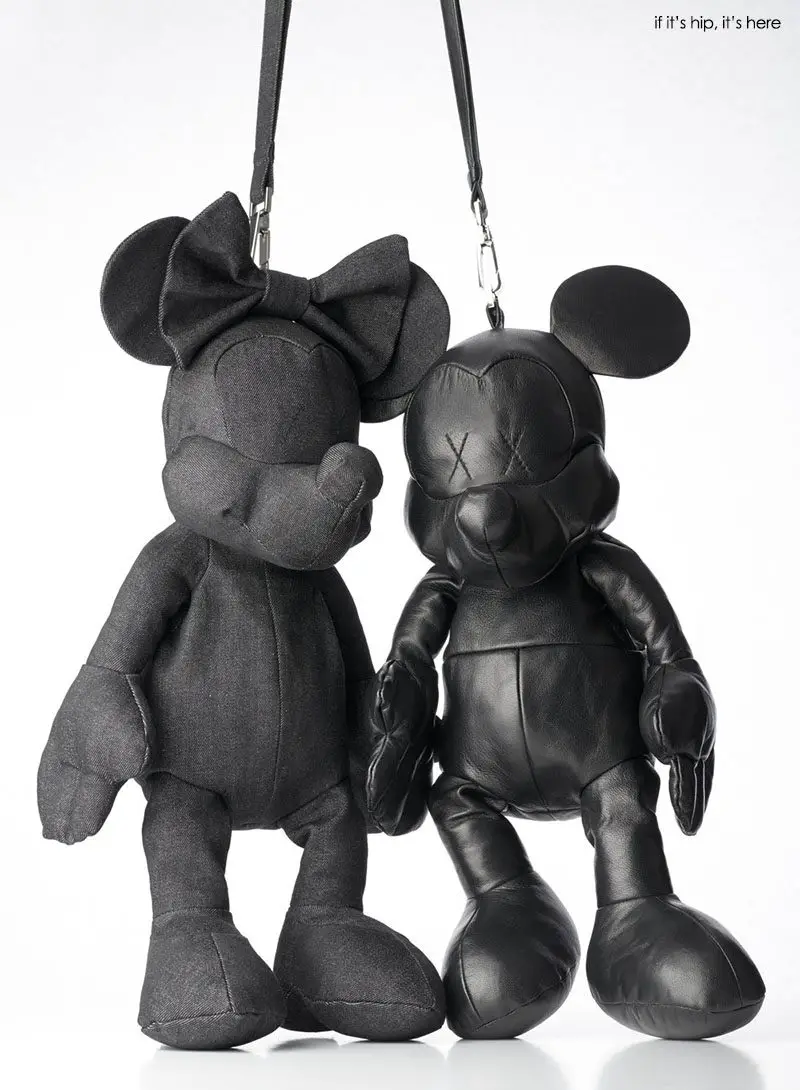 The Minnie Bag in denim and the Mickey Bag in leather