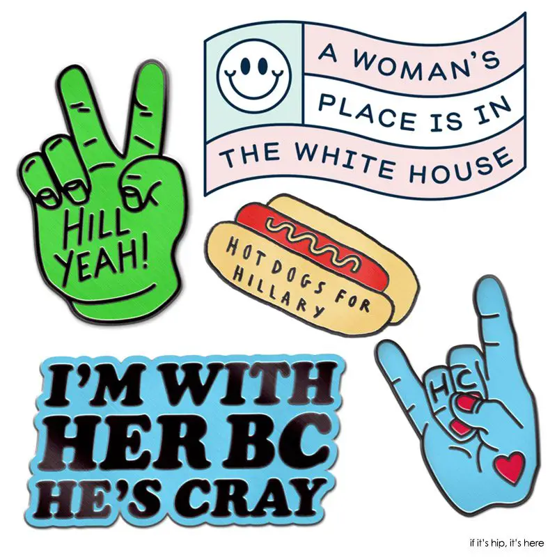 pro hillary enamel pins