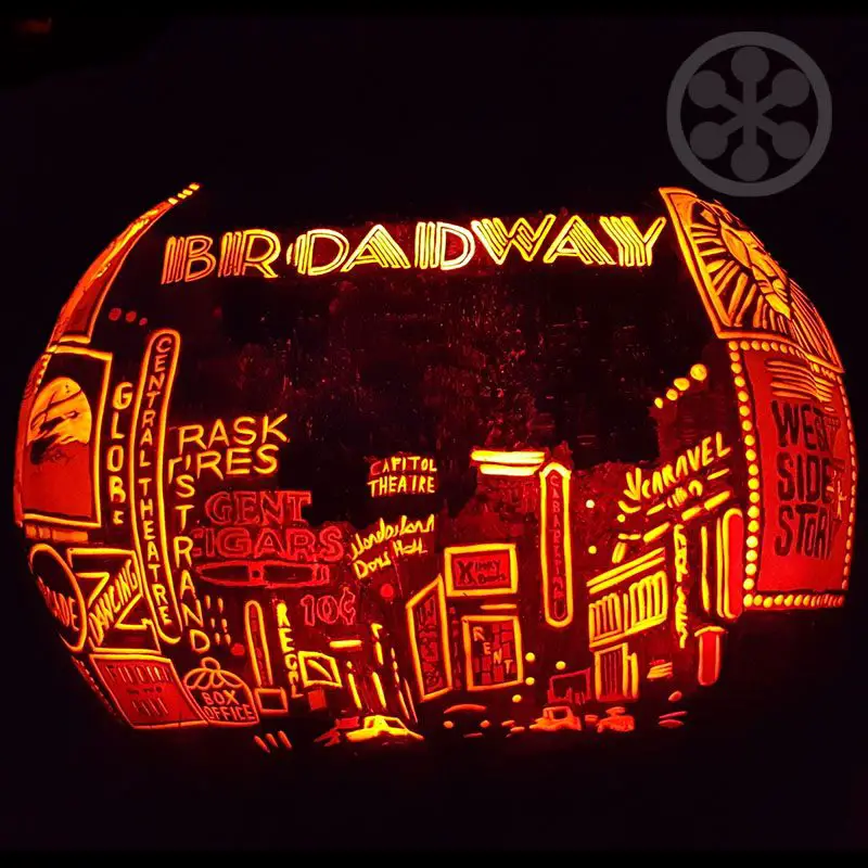 Broadway Lights pumpkin carving by Edward Cabral