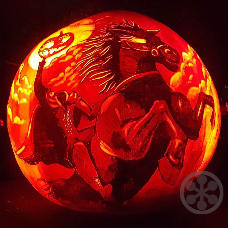 Headless Horseman pumpkin carvin