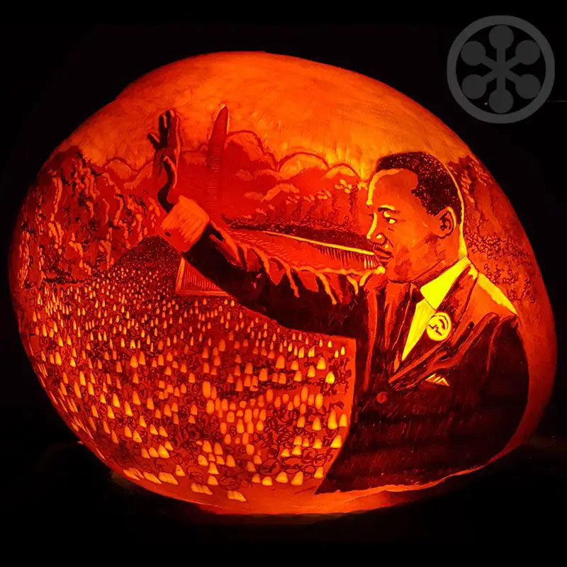 Dr. Martin Luther King, Jr. pumpkin carving by Edward Cabral