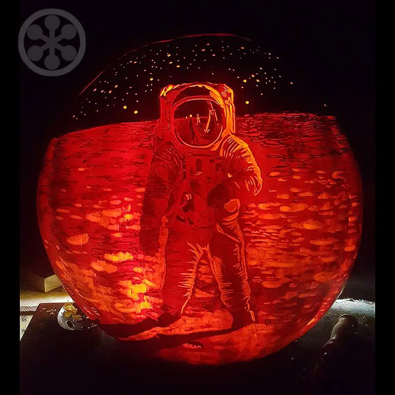 Man On The Moon pumpkin carving (lit) by Edward Cabral