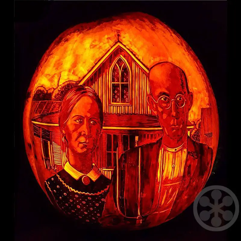 Grant Woods American Gothic pumpkin